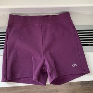 ALO Yoga Ribbed Purple High-Rise Women's Shorts